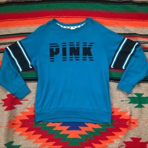 PINK/ Victoria’s Secret blue varsity crew neck